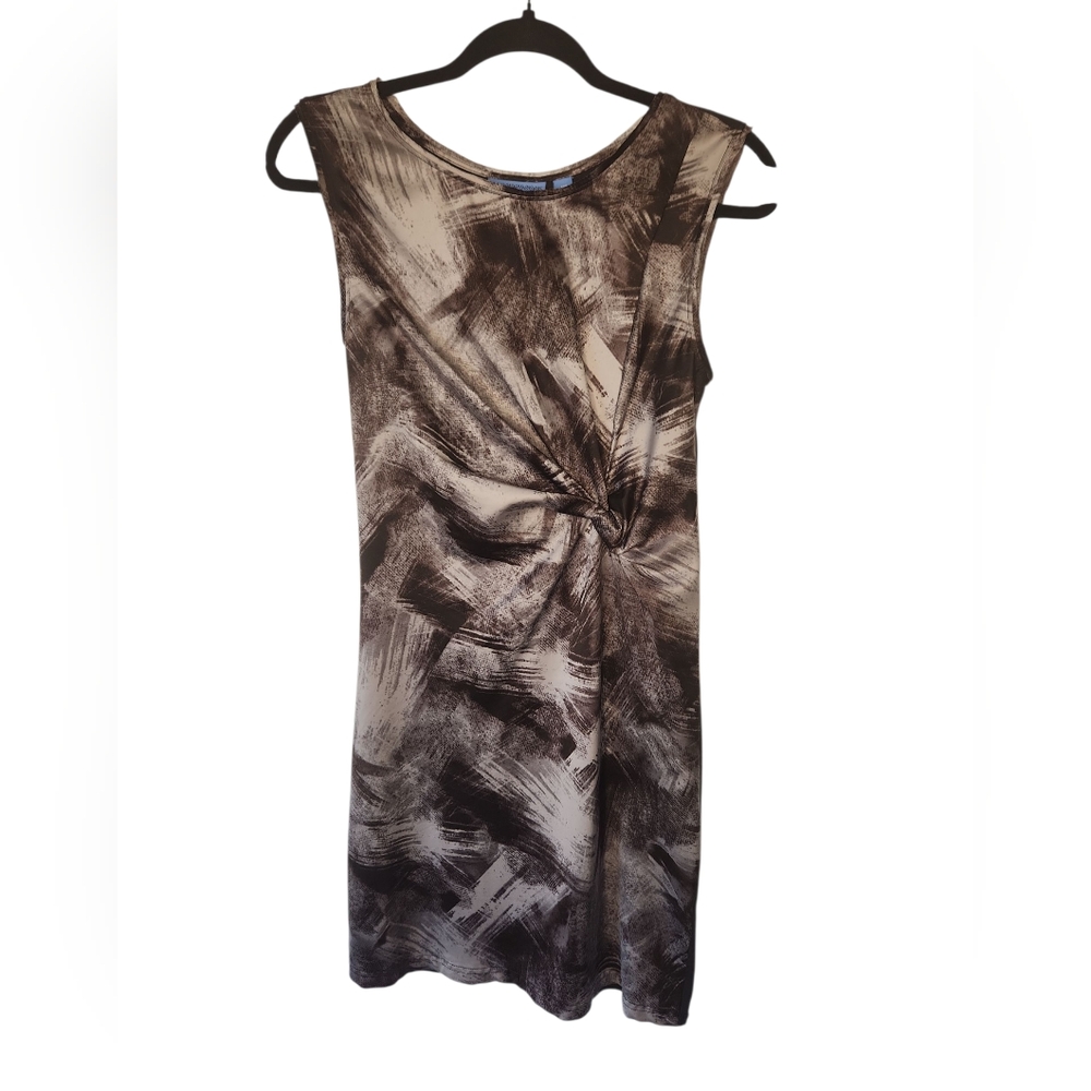 Simply Vera Vera Wang Women's Brown/Black/Gray Front Knot Knit Back Dress SizeXS